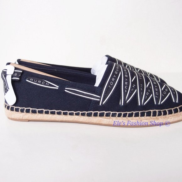 NIB Tory Burch Ribbon Woven Espadrille Flat NAVY US 7 7.5 8 8.5 9 AUTHENTTIC - Picture 10 of 16